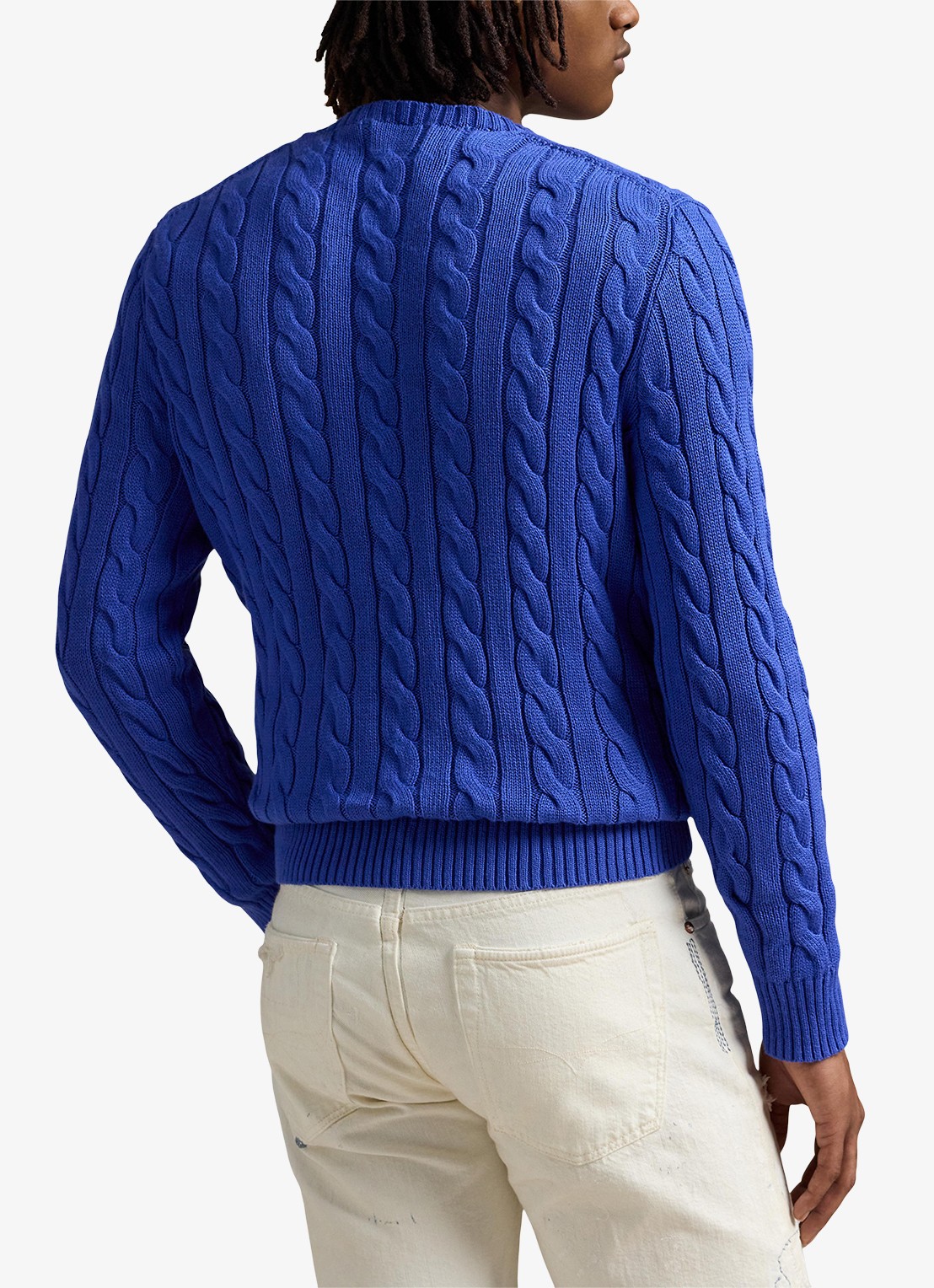 Ralph Lauren Kabelgebreide trui met logoborduring - achterkant bluebell bloom-44ep