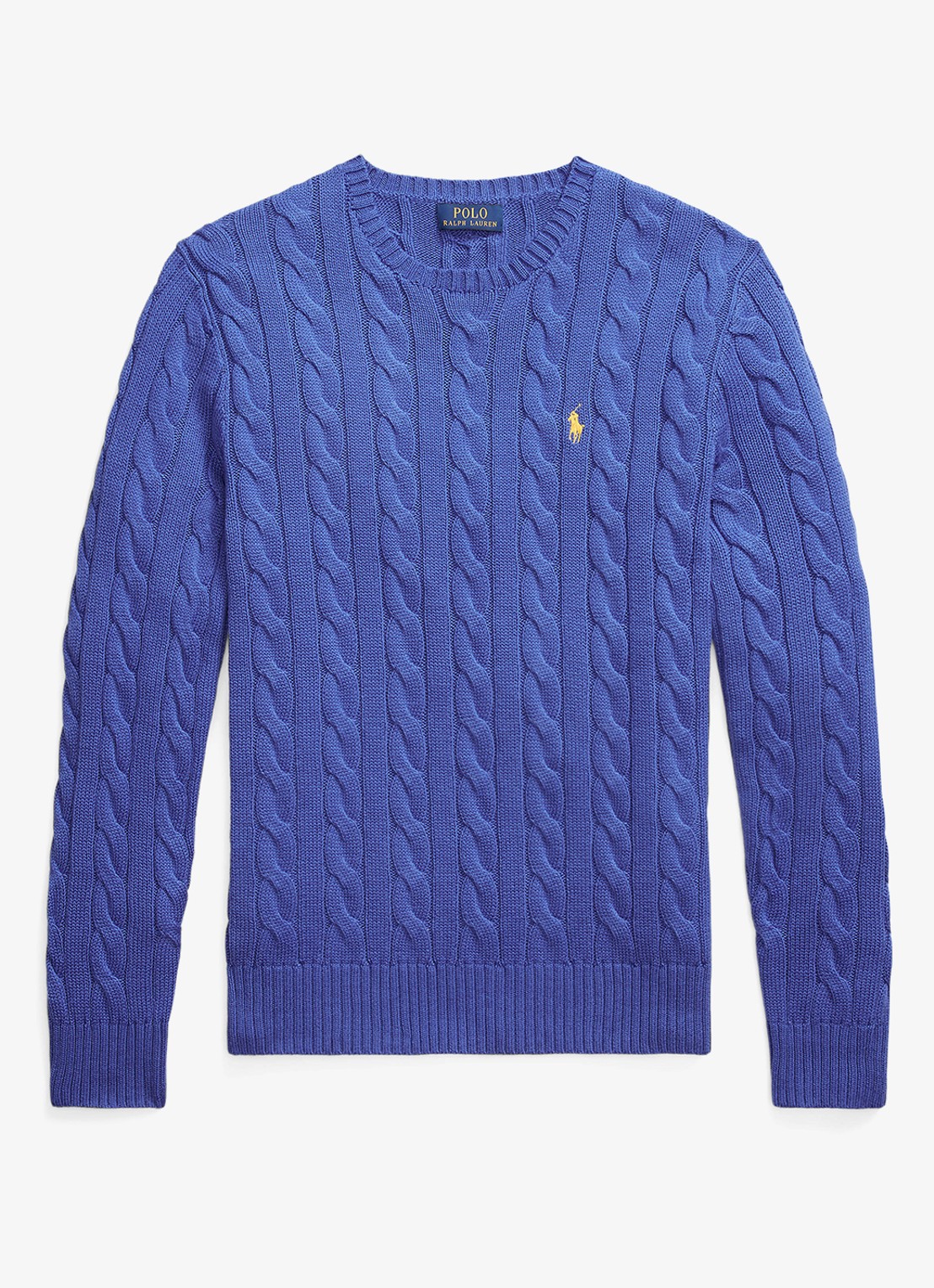 Ralph Lauren Kabelgebreide trui met logoborduring - voorkant 2 bluebell bloom-44ep