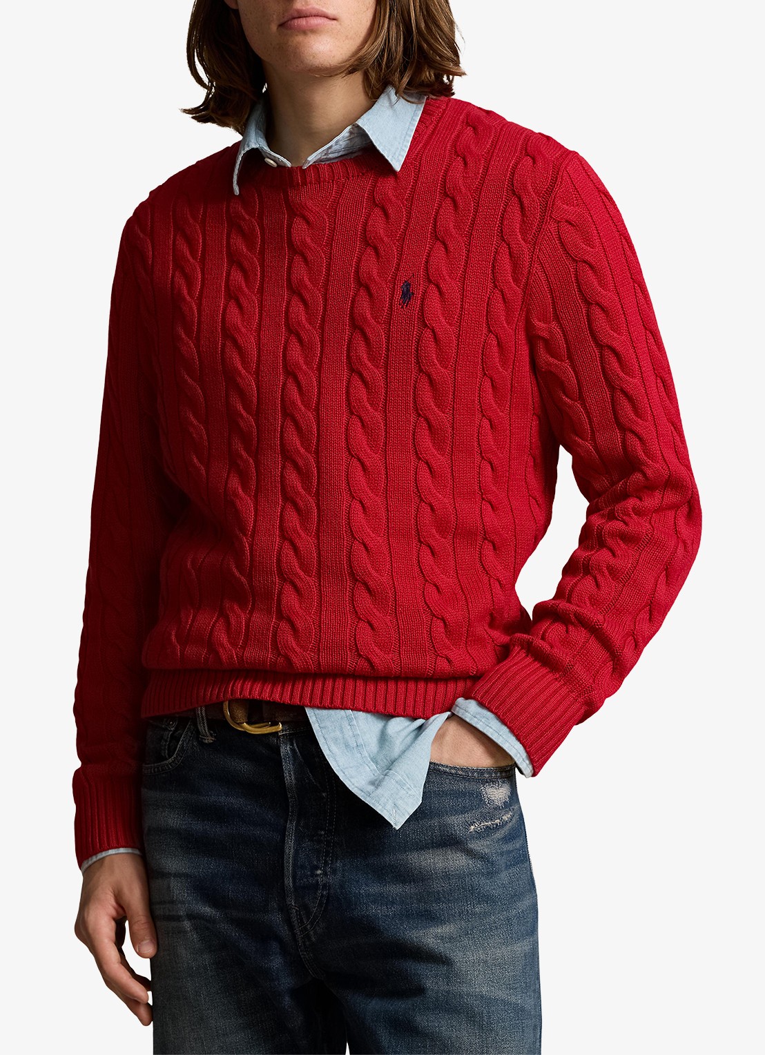 Ralph Lauren Kabelgebreide trui met logoborduring - detail 6 park avenue red-2zpd