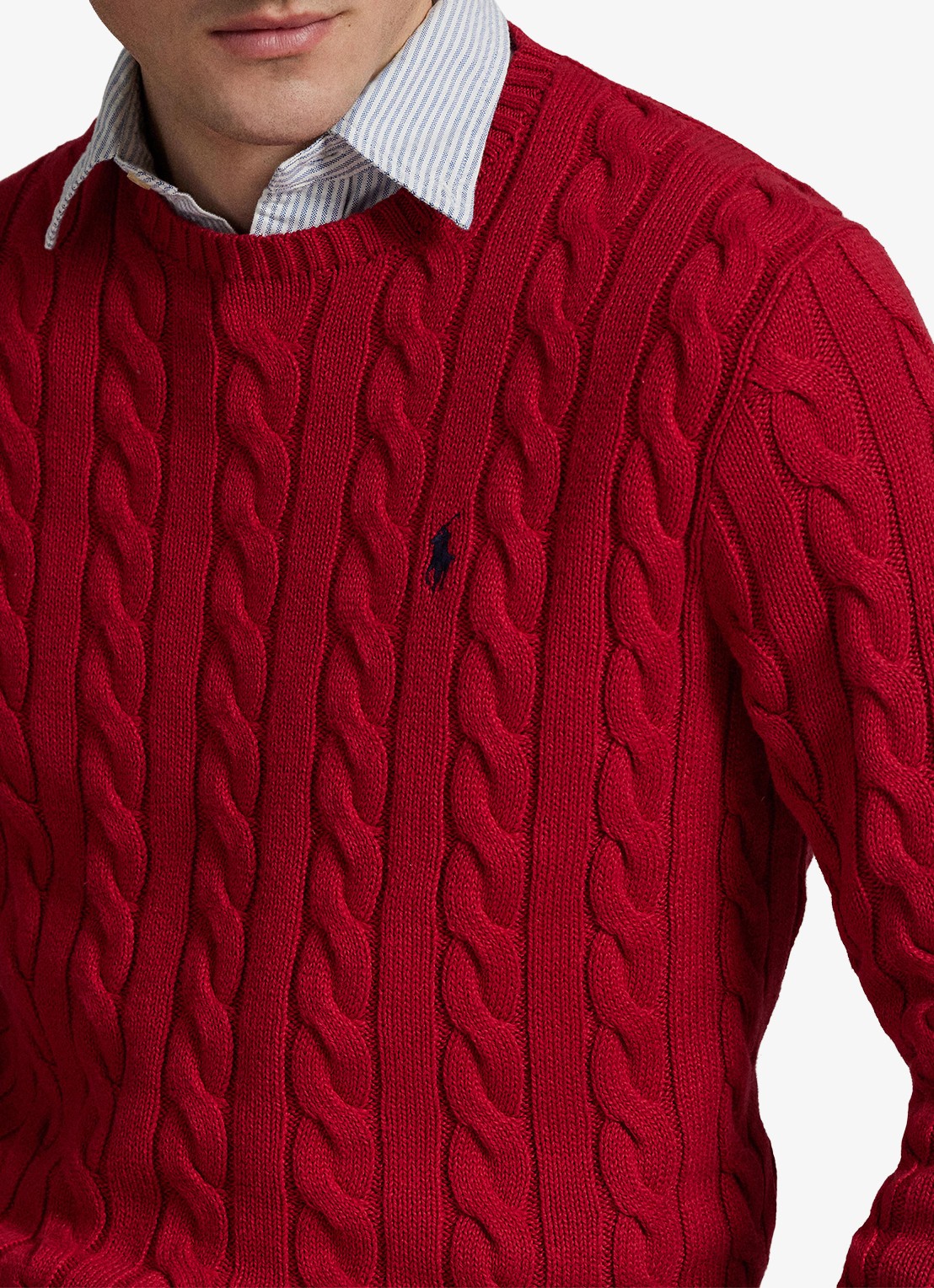 Ralph Lauren Kabelgebreide trui met logoborduring - detail 9 park avenue red-2zpd