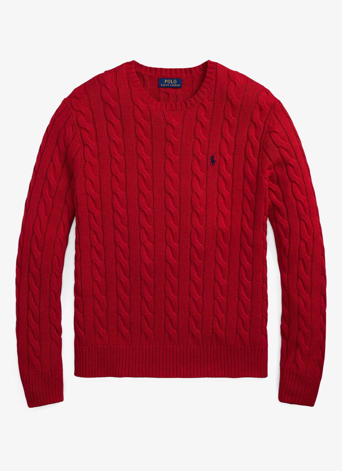Ralph Lauren Kabelgebreide trui met logoborduring - voorkant 5 park avenue red-2zpd