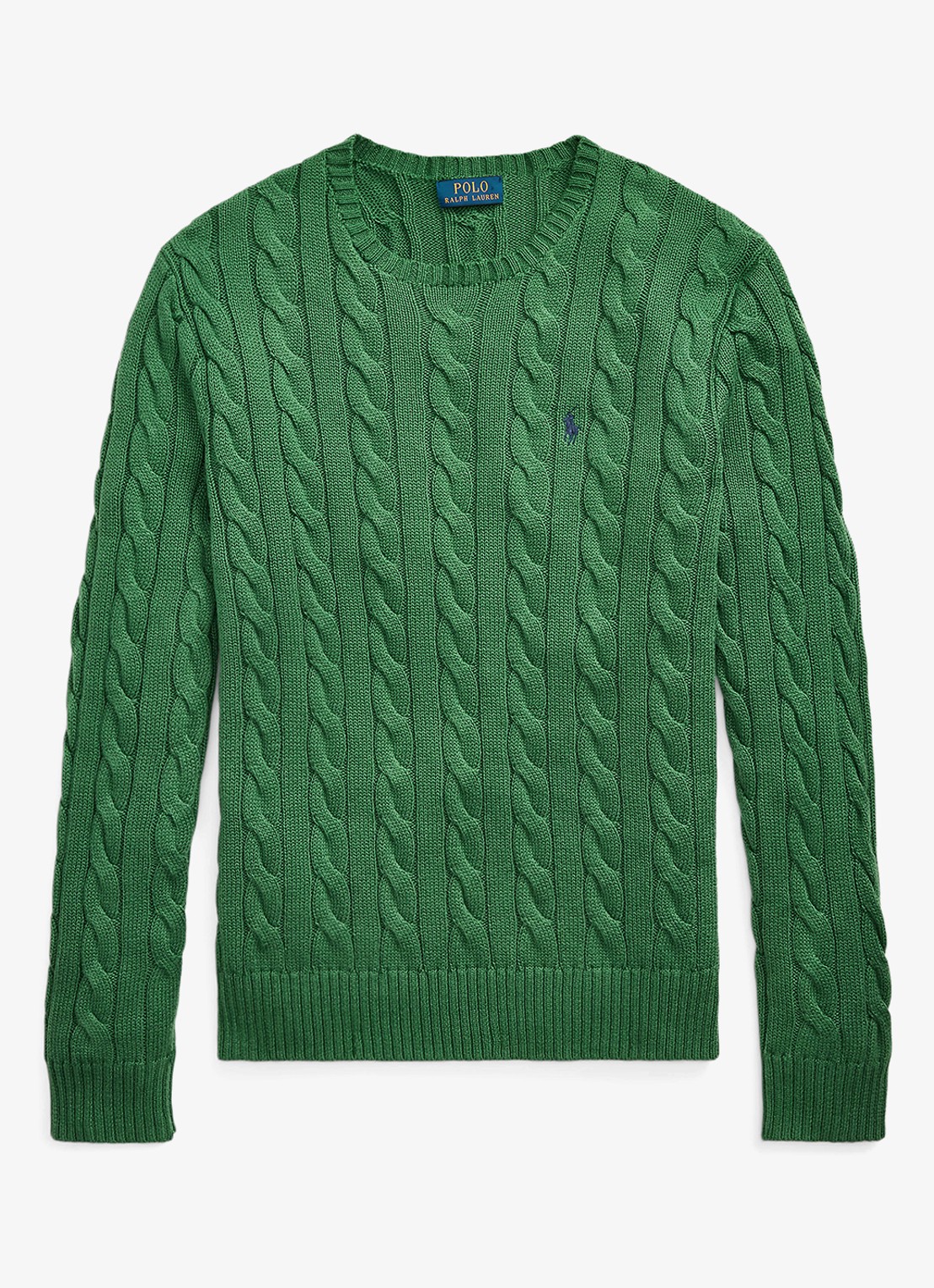 Ralph Lauren Kabelgebreide trui met logoborduring - voorkant 3 kale green-45qo