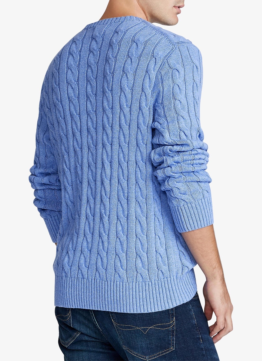Ralph Lauren Kabelgebreide trui met logoborduring - achterkant 3 soft royal heather-2z1a