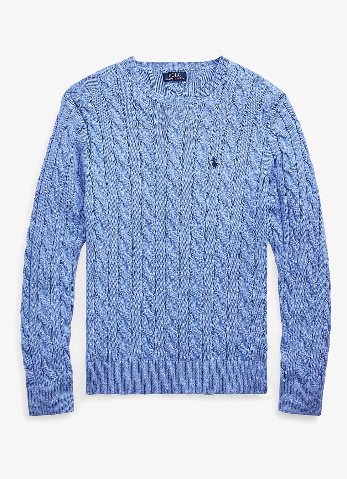 Ralph Lauren Kabelgebreide trui met logoborduring - voorkant 4 soft royal heather-2z1a