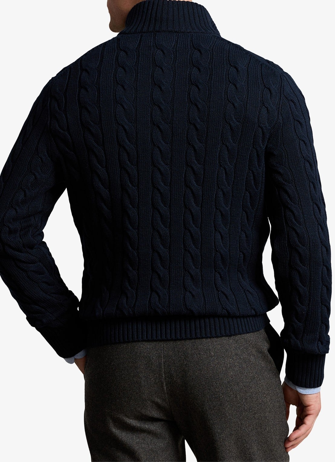 Ralph Lauren Kabelgebreide trui met logoborduring - achterkant blauw