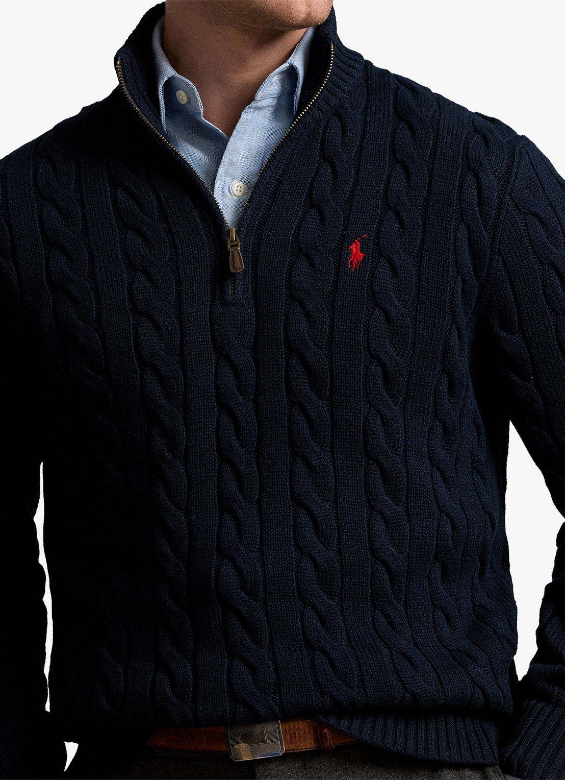 Ralph Lauren Kabelgebreide trui met logoborduring - detail 4 blauw
