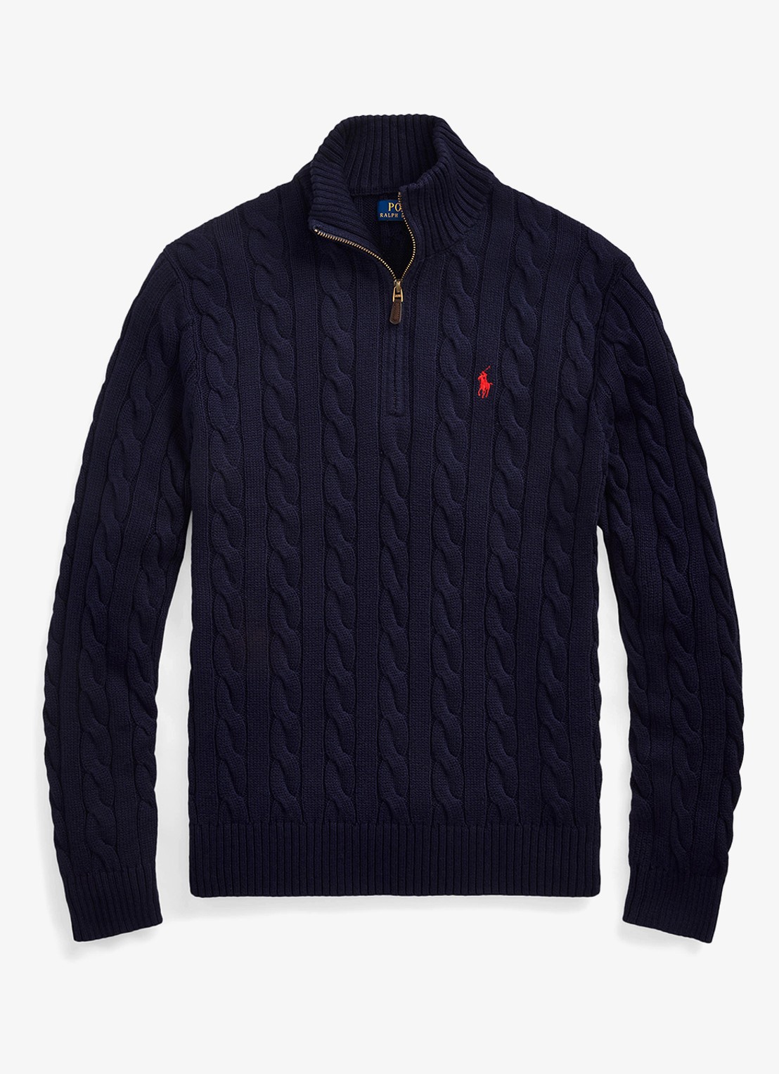 Ralph Lauren Kabelgebreide trui met logoborduring - voorkant 7 blauw