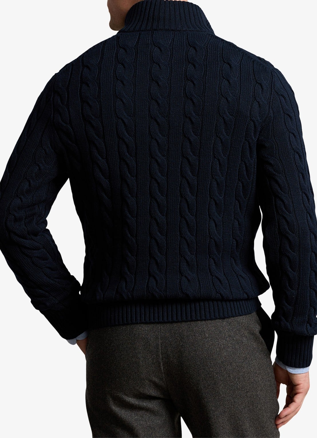 Ralph Lauren Kabelgebreide trui met logoborduring - achterkant 2 blauw