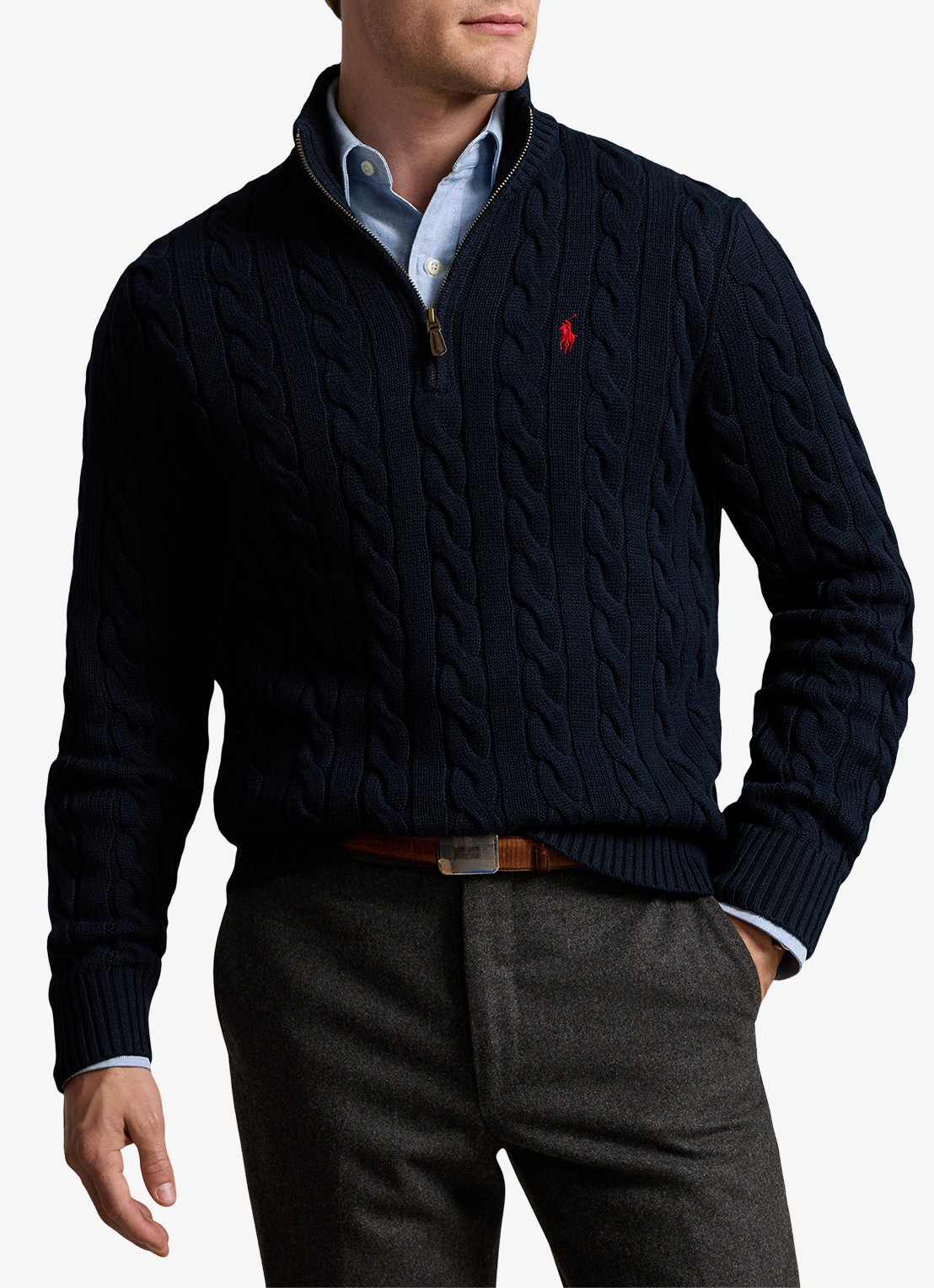 Ralph Lauren Kabelgebreide trui met logoborduring - detail 5 blauw