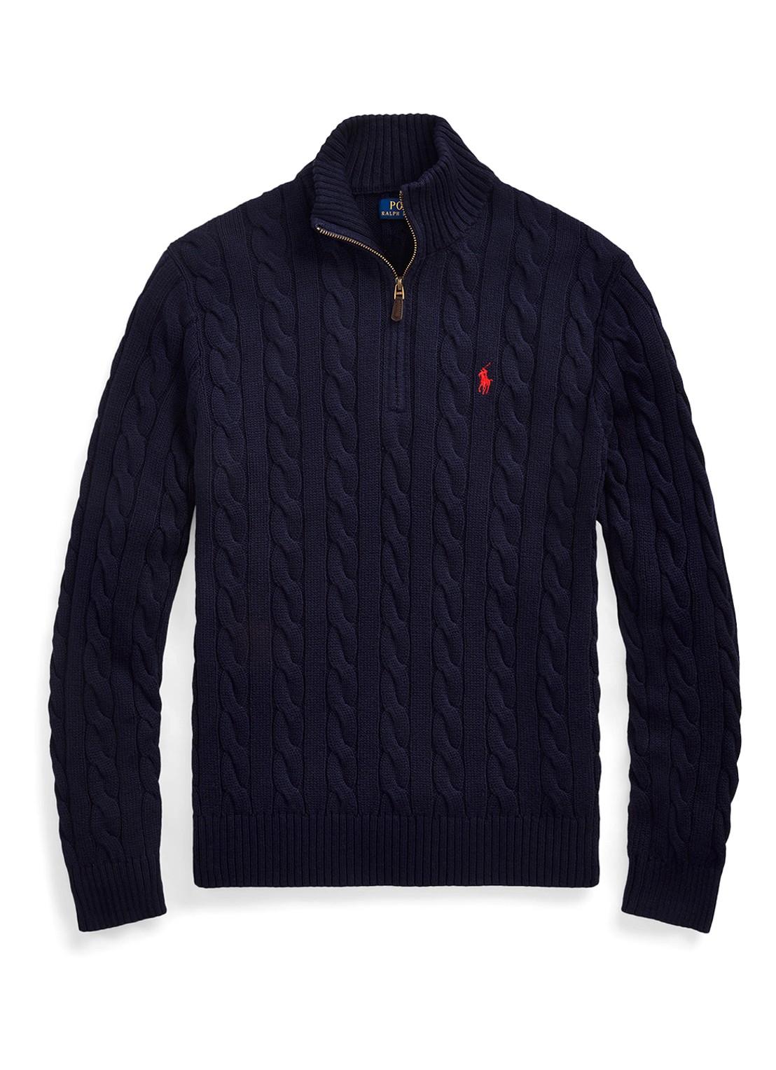 Ralph Lauren Kabelgebreide trui met logoborduring - voorkant 9 blauw