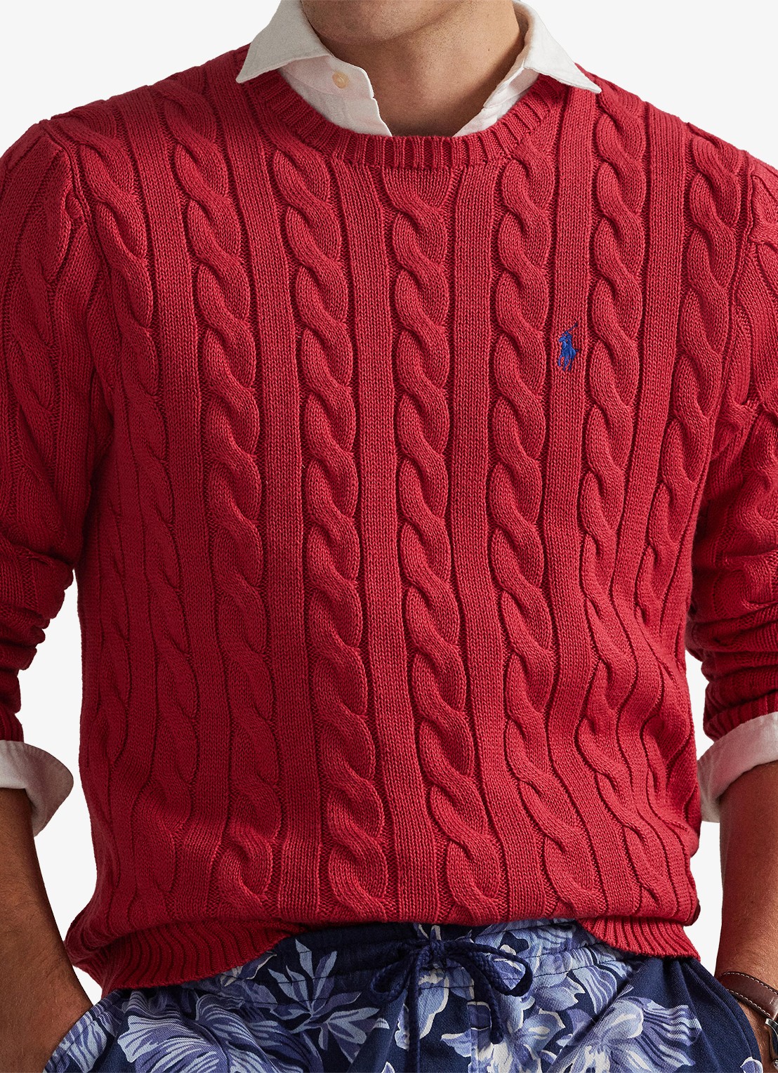 Ralph Lauren Kabelgebreide trui met logoborduring - detail 2 sunrise red-2yfv