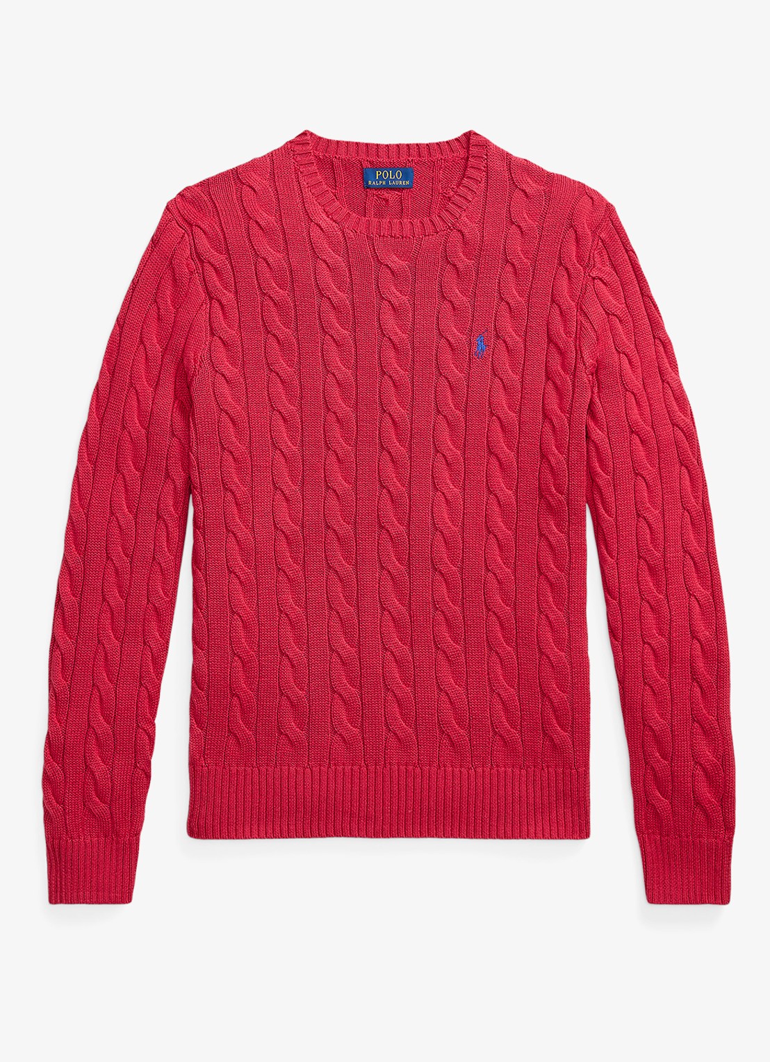 Ralph Lauren Kabelgebreide trui met logoborduring - voorkant 3 sunrise red-2yfv