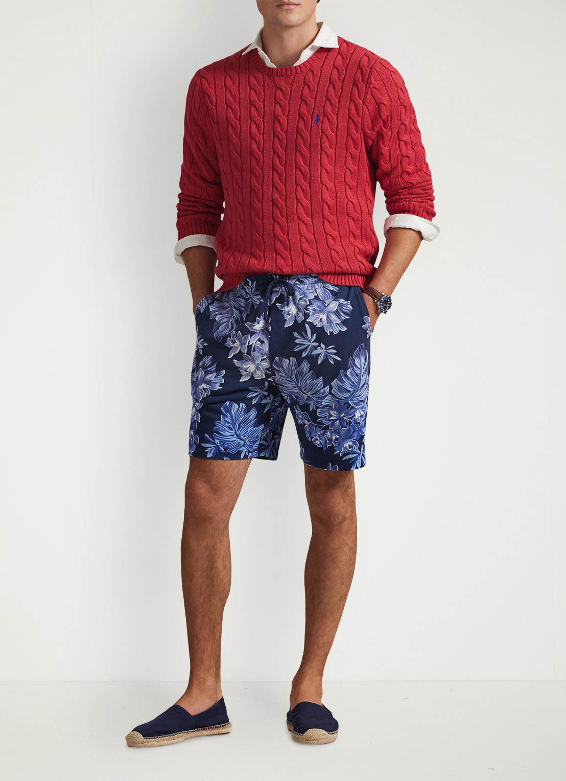 Ralph Lauren Kabelgebreide trui met logoborduring - voorkant 4 sunrise red-2yfv