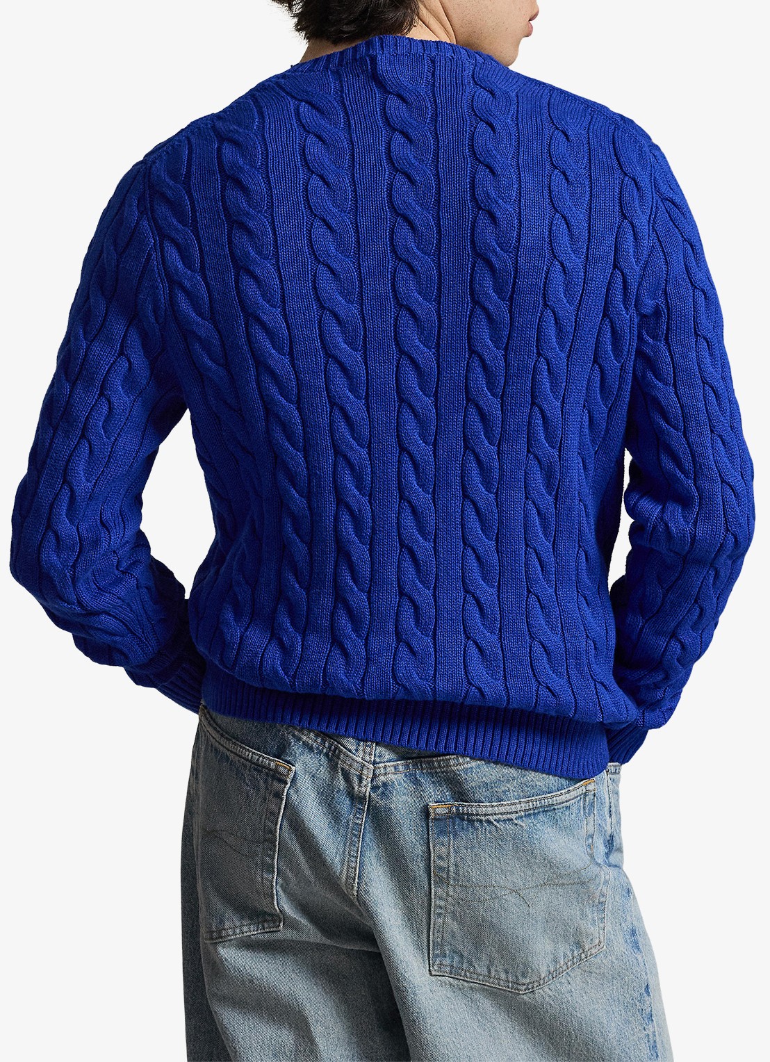 Ralph Lauren Kabelgebreide trui met logoborduring - achterkant pacific royal-2xk4