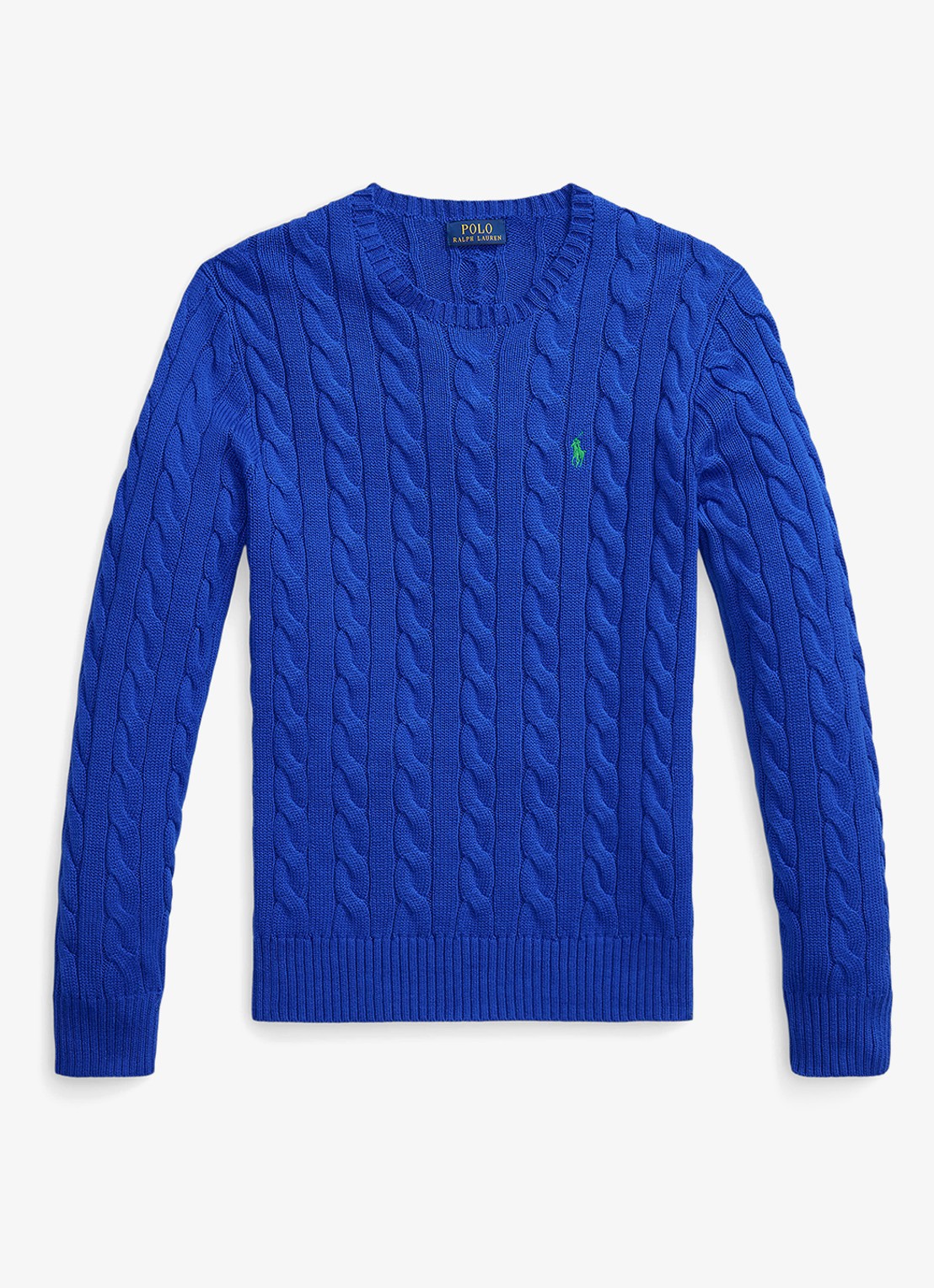 Ralph Lauren Kabelgebreide trui met logoborduring - voorkant 2 pacific royal-2xk4