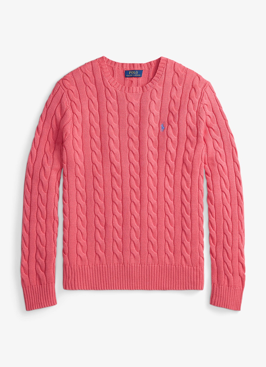 Ralph Lauren Kabelgebreide trui met logoborduring - voorkant 4 pale red-337z