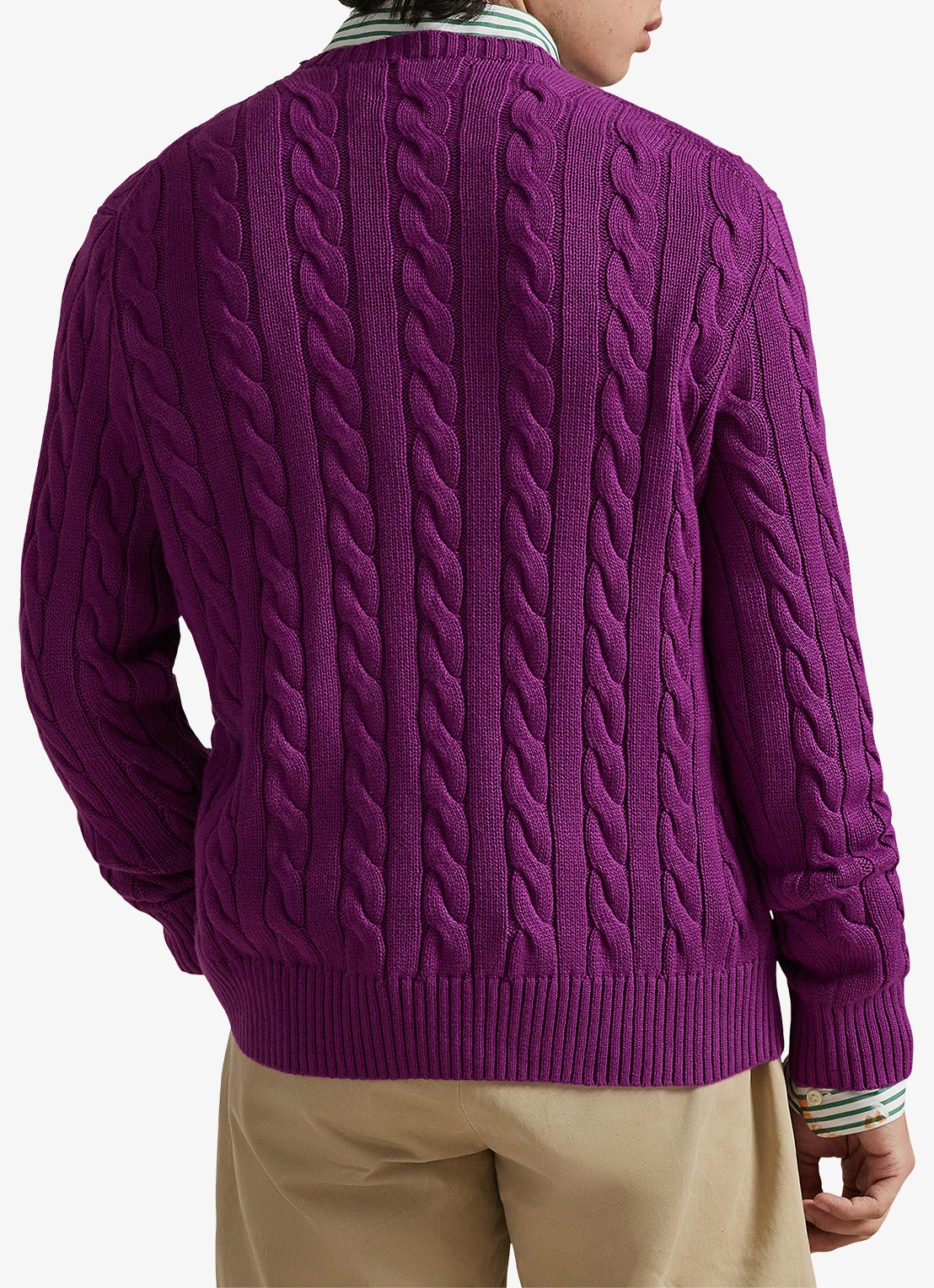 Ralph Lauren Kabelgebreide trui met logoborduring - achterkant 5 purple dawn-37ho