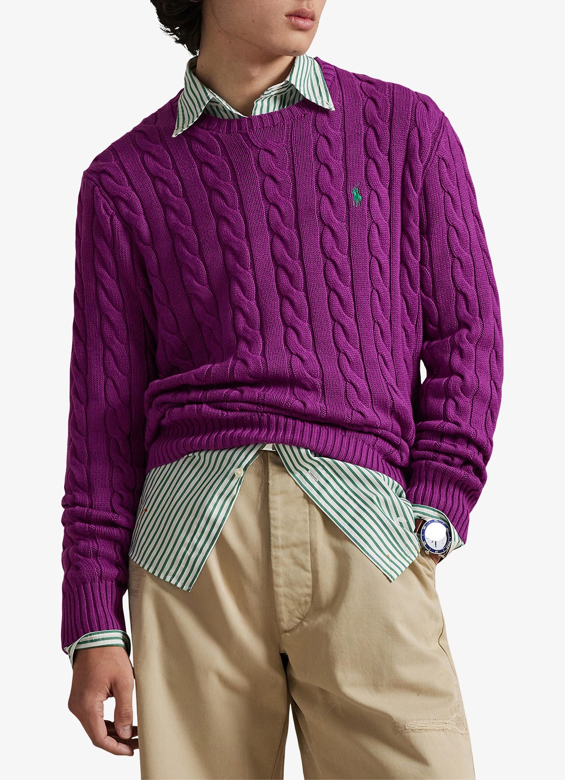 Ralph Lauren Kabelgebreide trui met logoborduring - detail 3 purple dawn-37ho