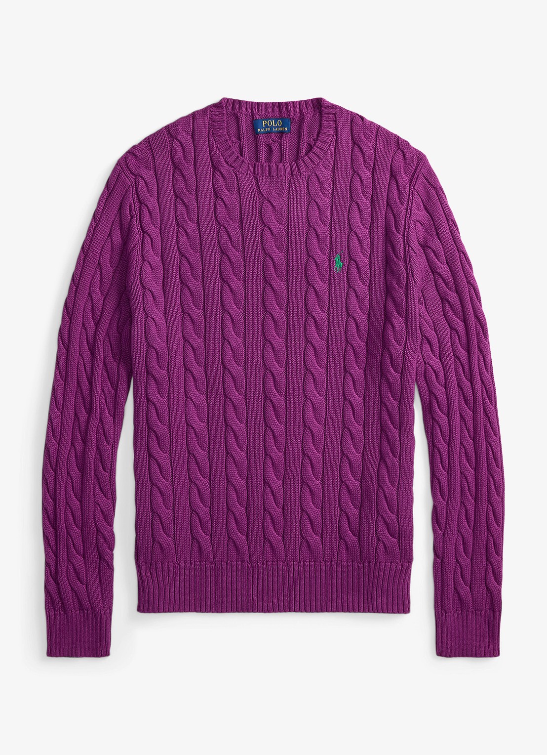 Ralph Lauren Kabelgebreide trui met logoborduring - voorkant purple dawn-37ho