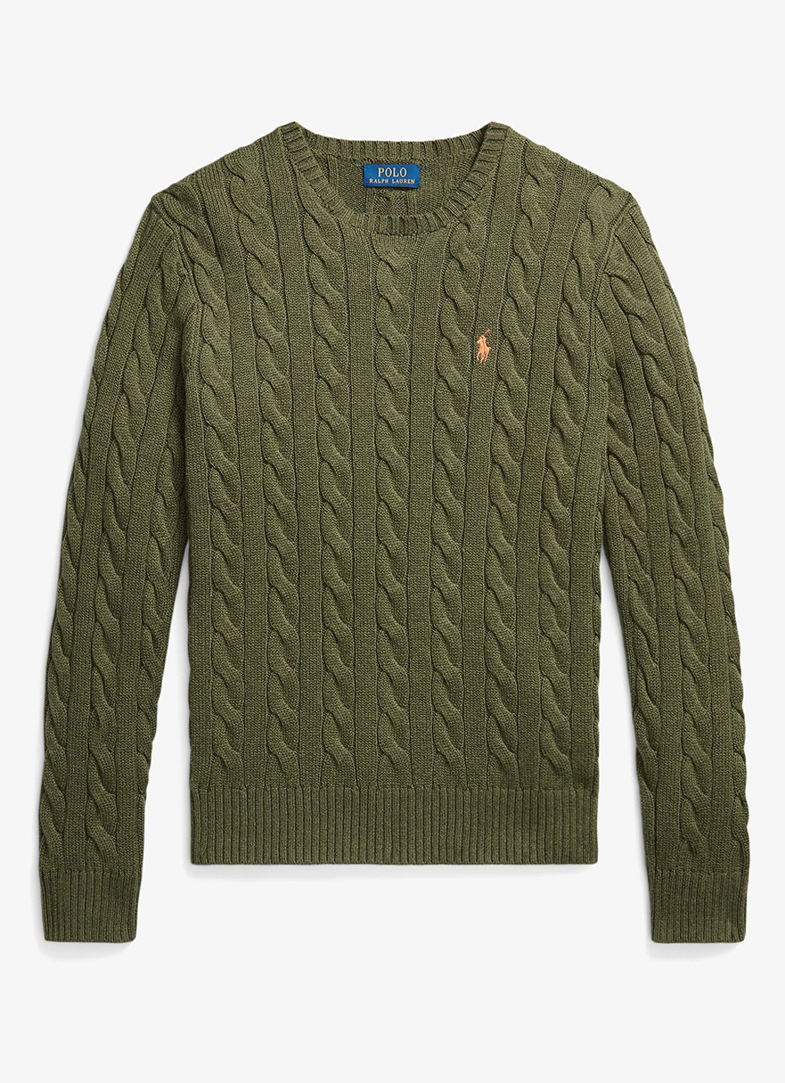 Ralph Lauren Kabelgebreide trui met logoborduring - voorkant 5 garden trail heather-419f