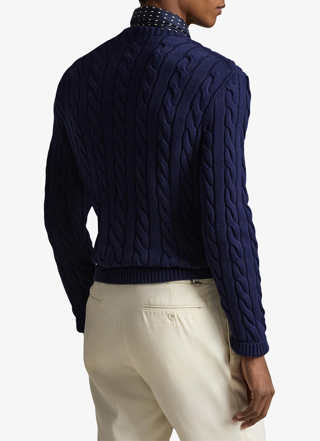Ralph Lauren Kabelgebreide trui met logoborduring - achterkant bright navy-2x86