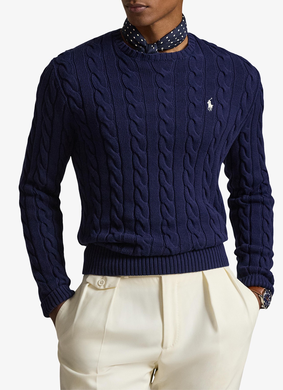 Ralph Lauren Kabelgebreide trui met logoborduring - detail 4 bright navy-2x86