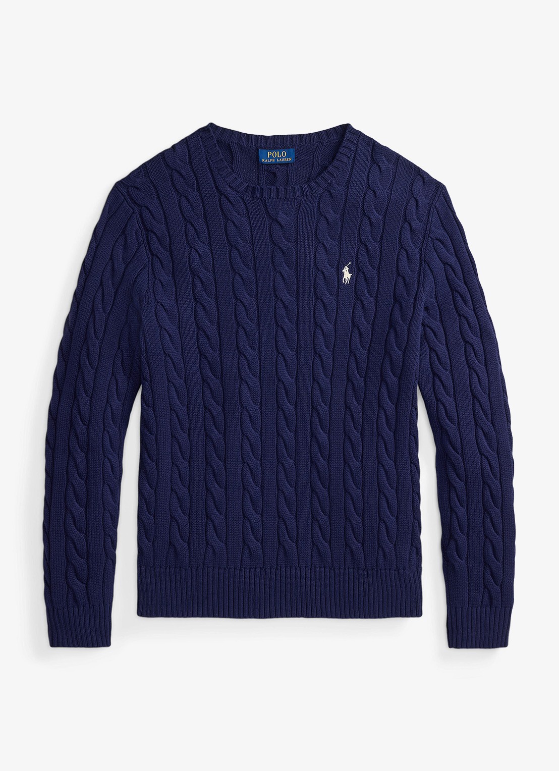 Ralph Lauren Kabelgebreide trui met logoborduring - voorkant 2 bright navy-2x86