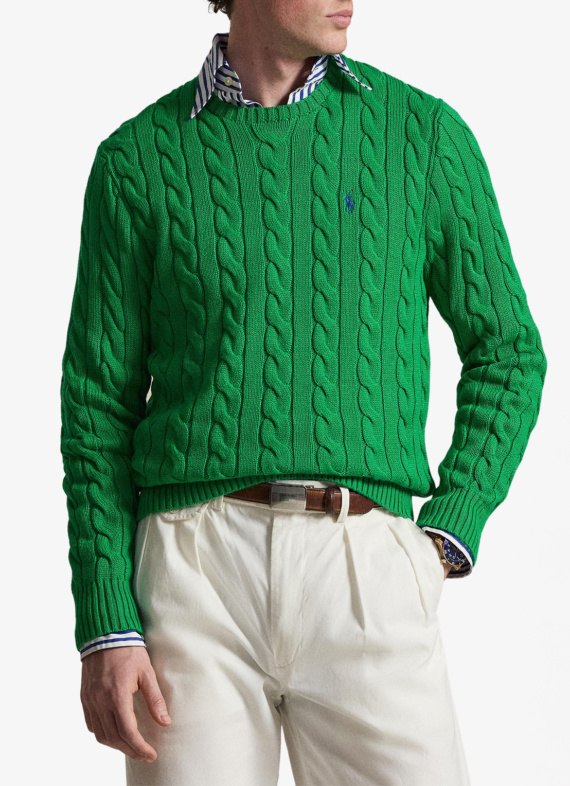 Ralph Lauren Kabelgebreide trui met logoborduring - detail 2 billard-48n8