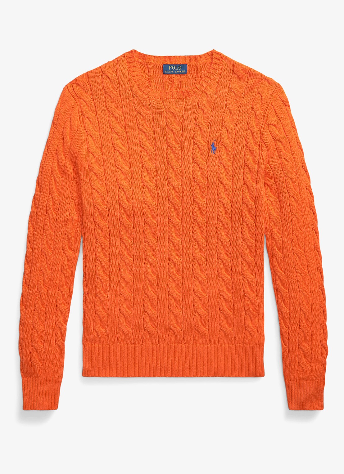 Ralph Lauren Kabelgebreide trui met logoborduring - voorkant 6 sailing orange-36ph