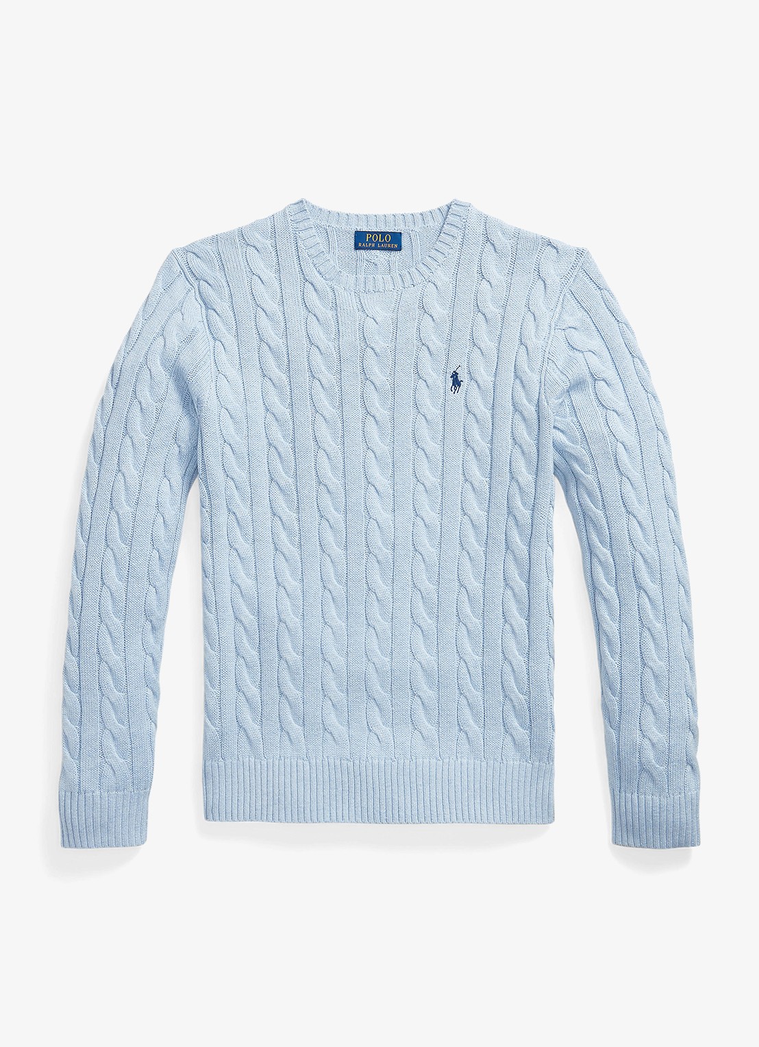 Ralph Lauren Kabelgebreide trui met logoborduring - voorkant 4 blue hyacinth hthr-44ej