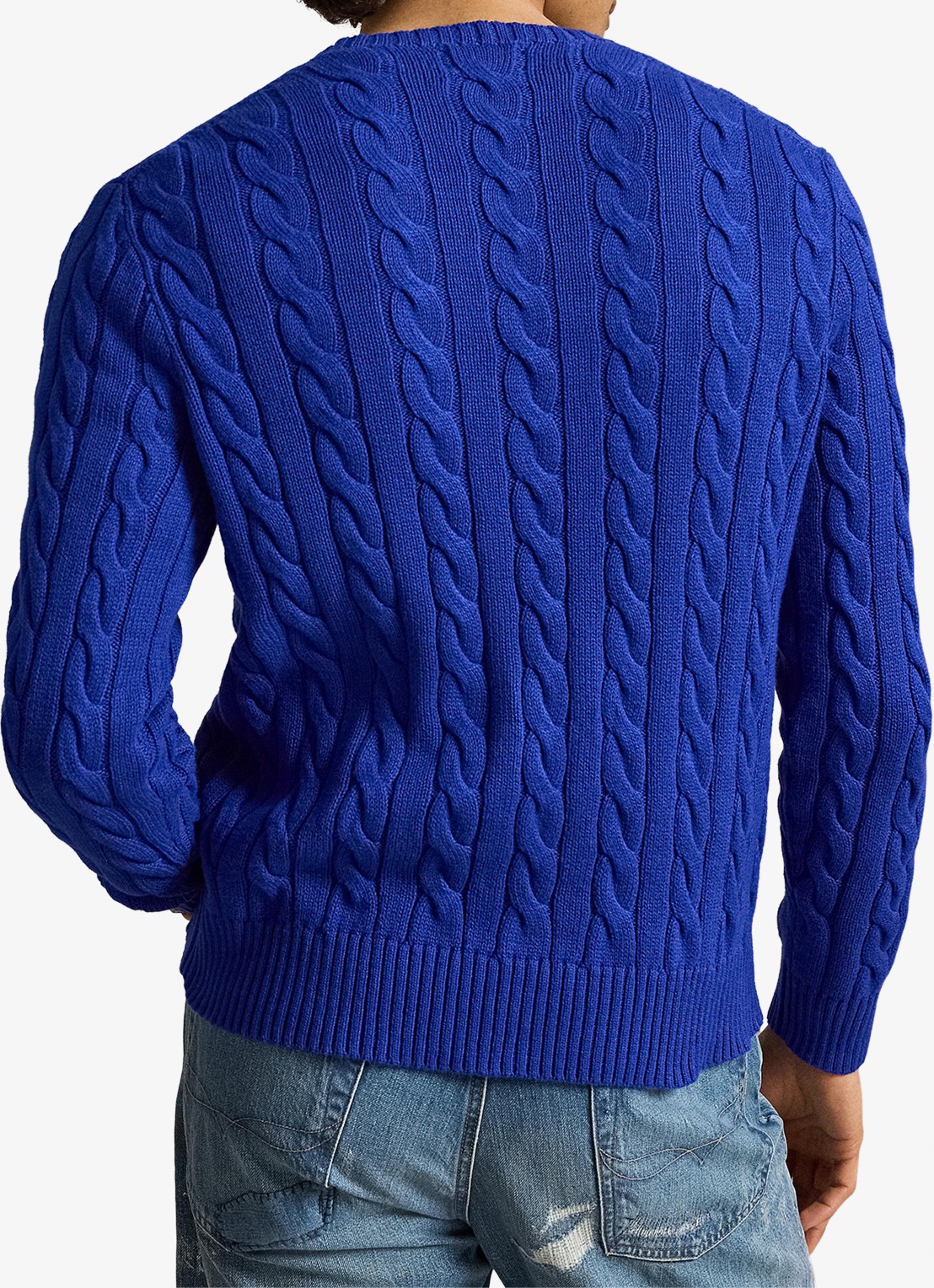 Ralph Lauren Kabelgebreide trui met logoborduring - achterkant active royal / royaalblauw