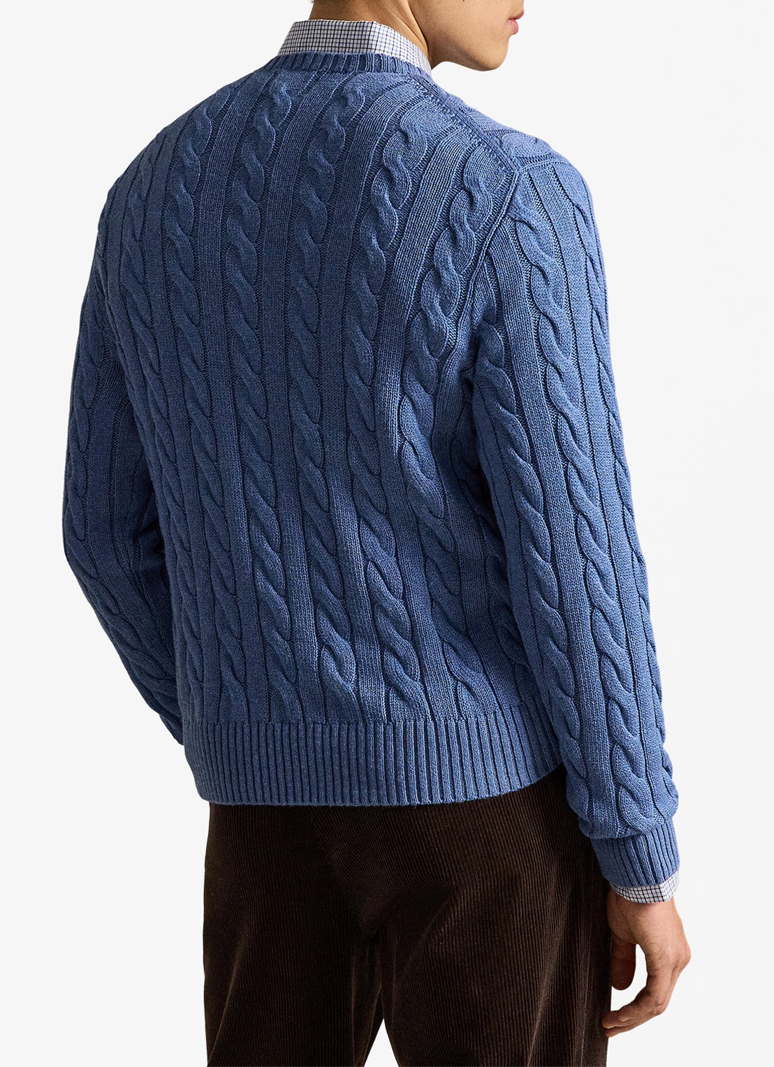 Ralph Lauren Kabelgebreide trui met logoborduring - achterkant 5 blue borage heather-zxs4