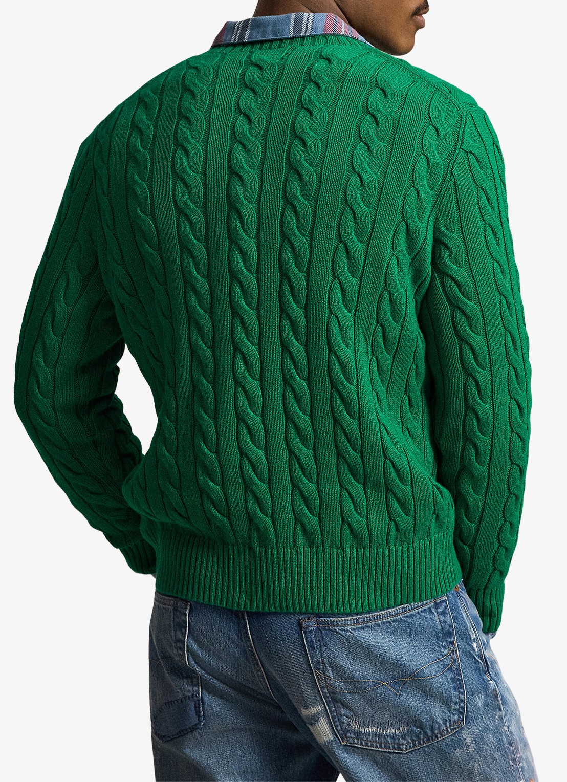 Ralph Lauren Kabelgebreide trui met logoborduring - achterkant erin green-48lh