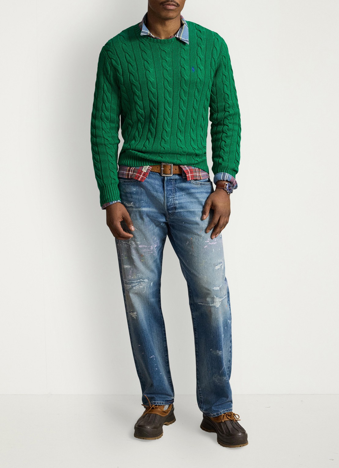 Ralph Lauren Kabelgebreide trui met logoborduring - detail 2 erin green-48lh