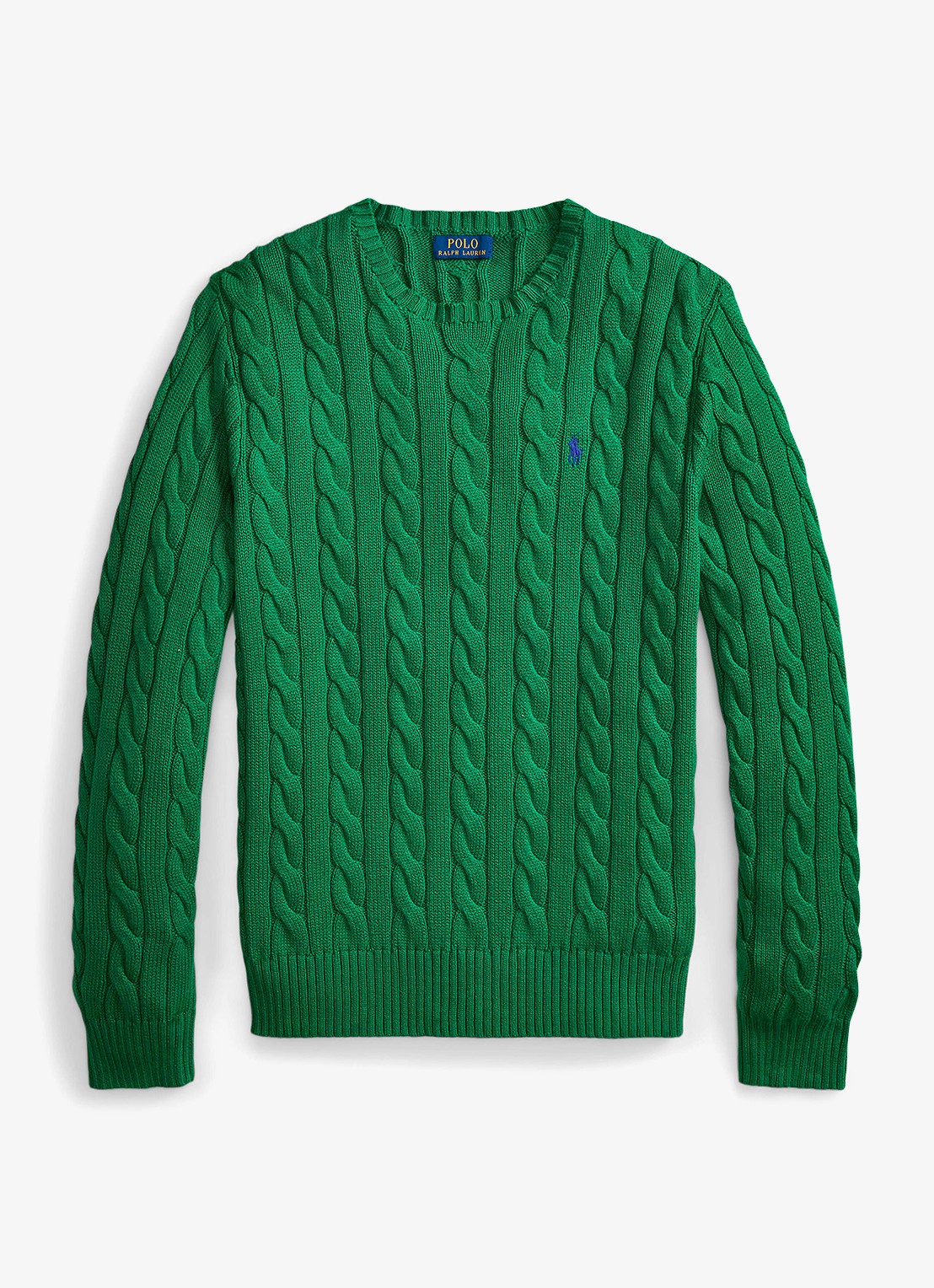 Ralph Lauren Kabelgebreide trui met logoborduring - voorkant 4 erin green-48lh