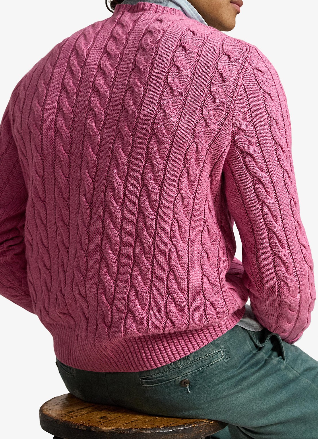Ralph Lauren Kabelgebreide trui met logoborduring - achterkant thulian pink heather-zxs7