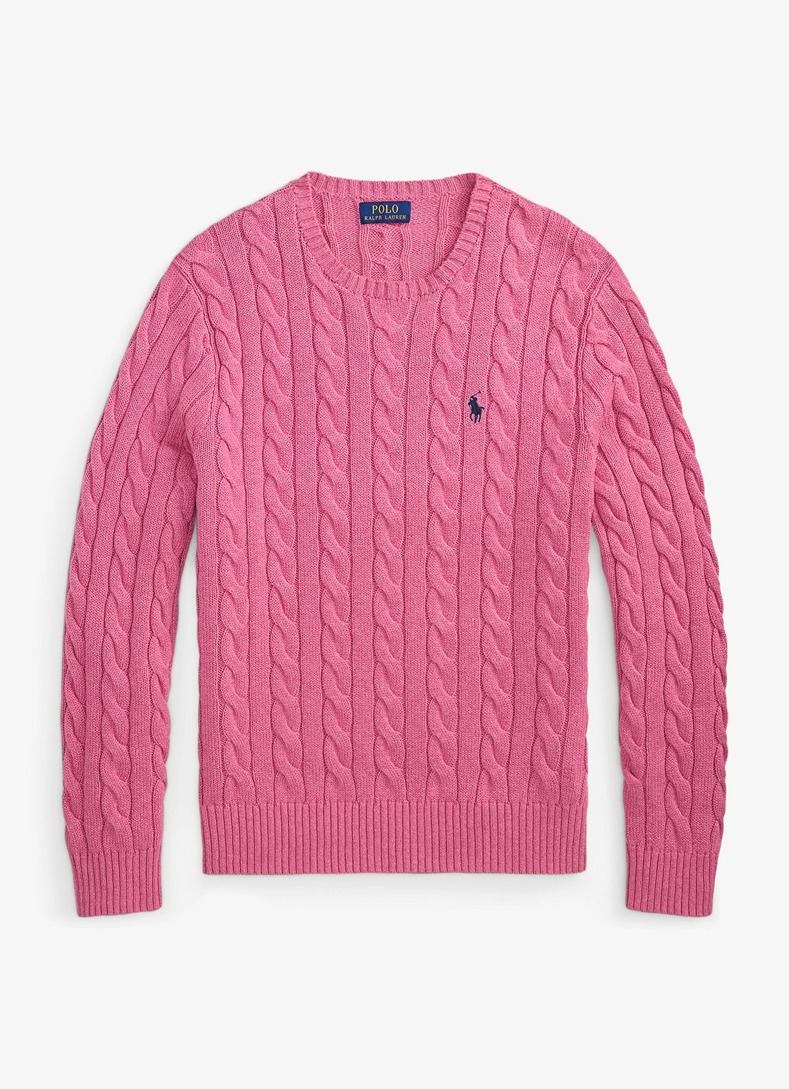 Ralph Lauren Kabelgebreide trui met logoborduring - voorkant 4 thulian pink heather-zxs7