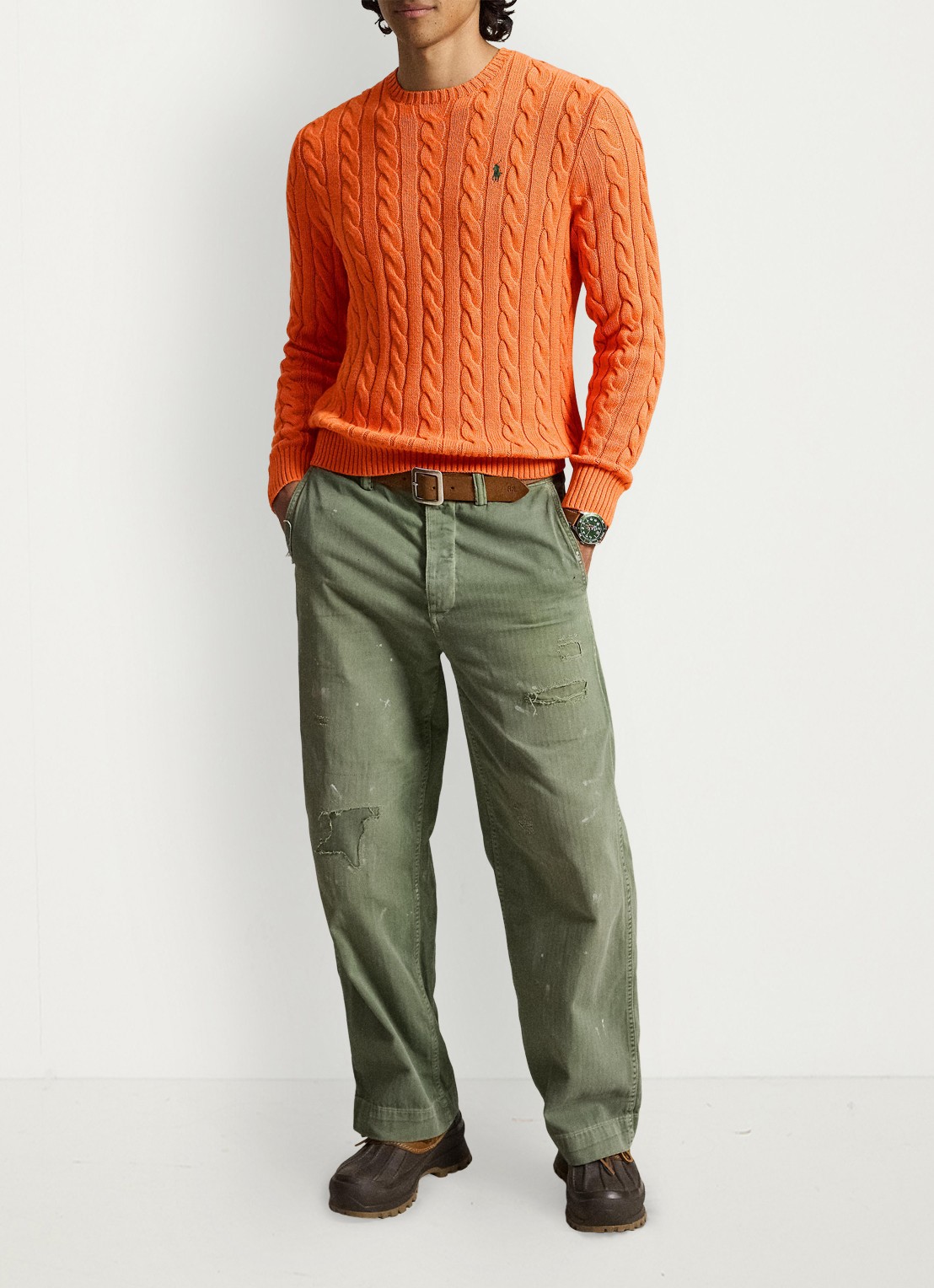 Ralph Lauren Kabelgebreide trui met logoborduring - detail 2 orange jasper heather-zxs8