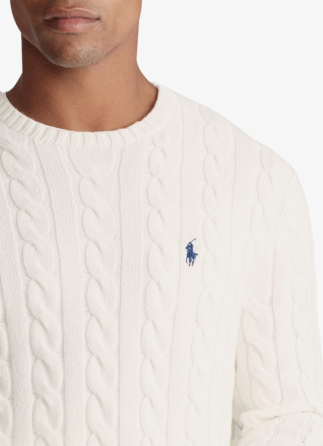 Ralph Lauren Kabelgebreide trui met logoborduring - detail 5 andover cream / creme