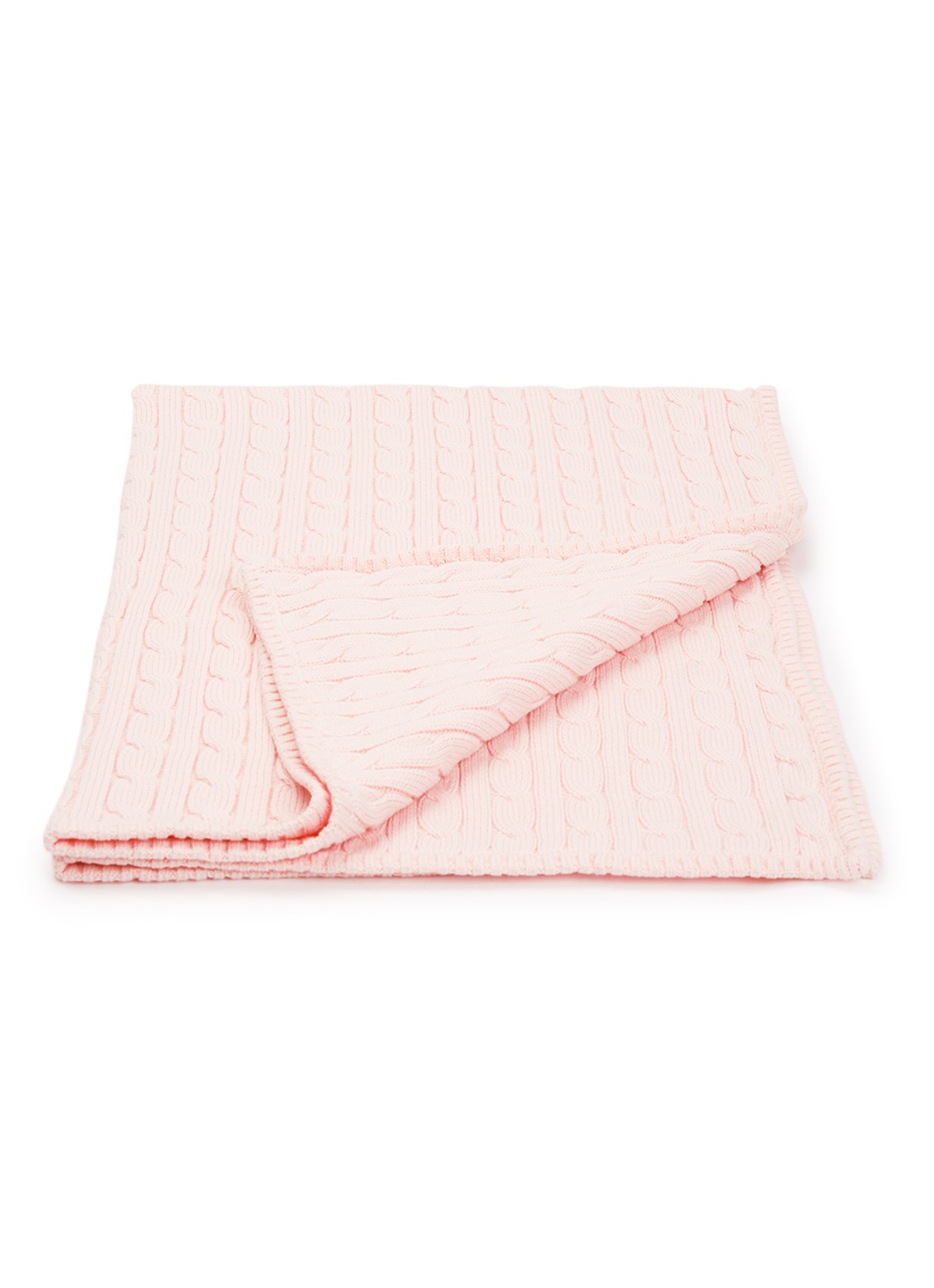 Ralph Lauren Kabelgebreide wiegdeken 102 x 74 cm - voorkant lichtroze