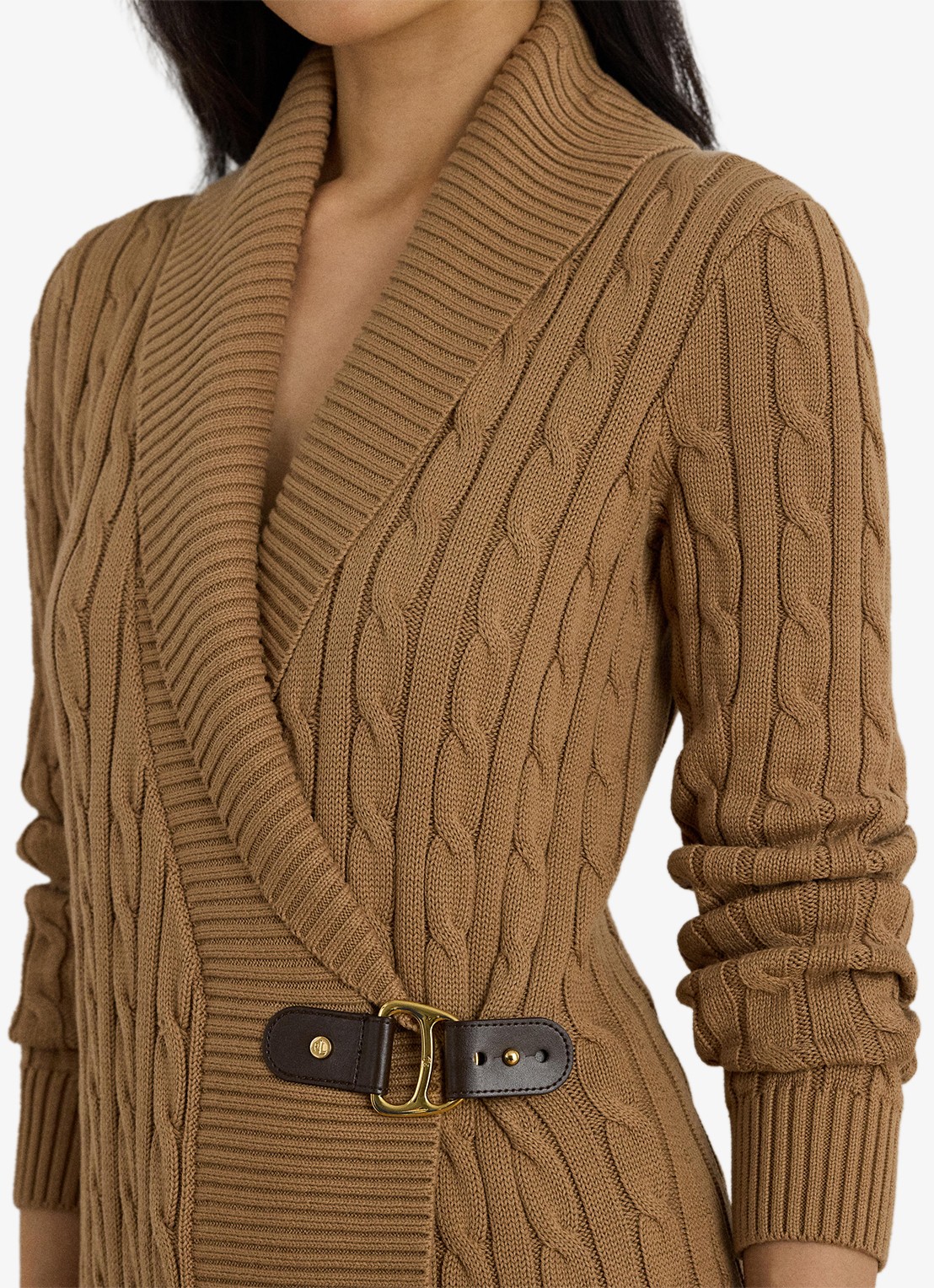 Ralph Lauren Katoenen trui met gesp - detail 2 camel