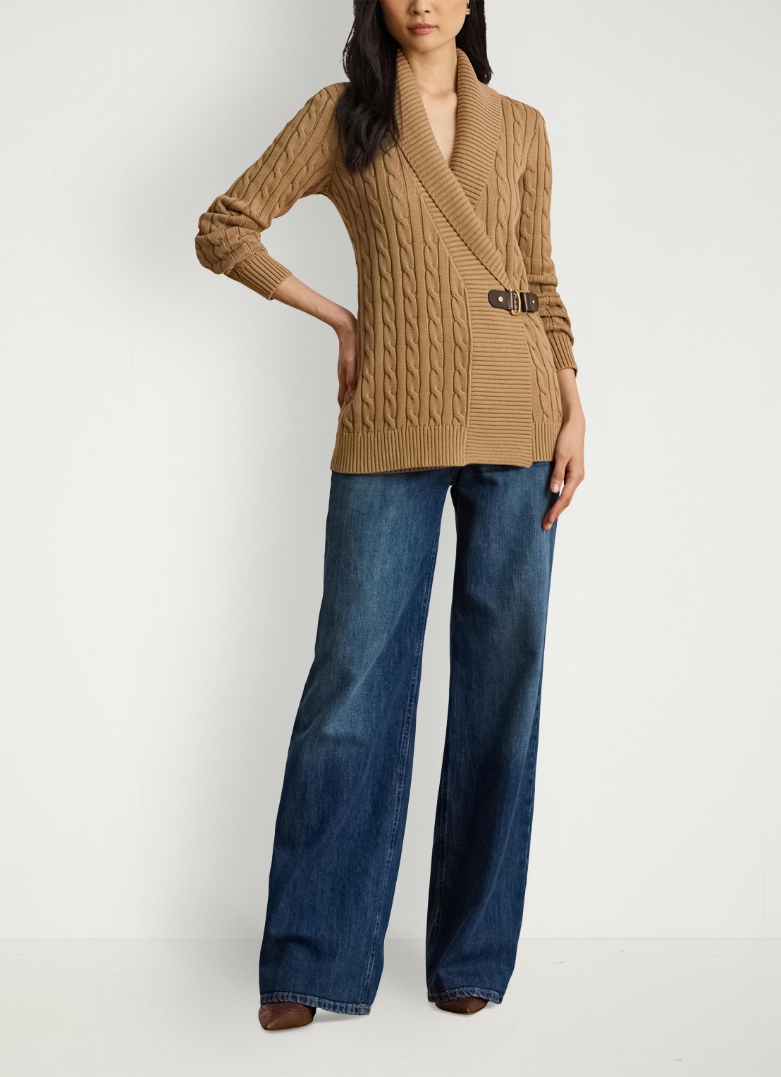 Ralph Lauren Katoenen trui met gesp - voorkant 5 camel