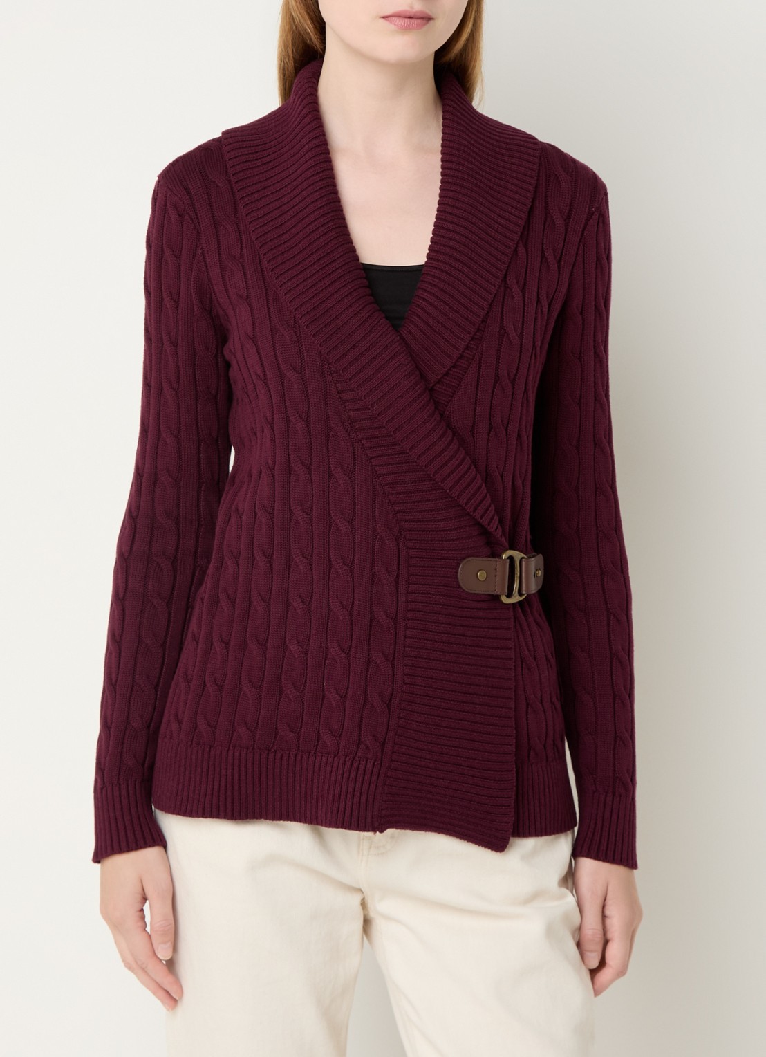 Ralph Lauren Katoenen trui met gesp - detail 4 bruin