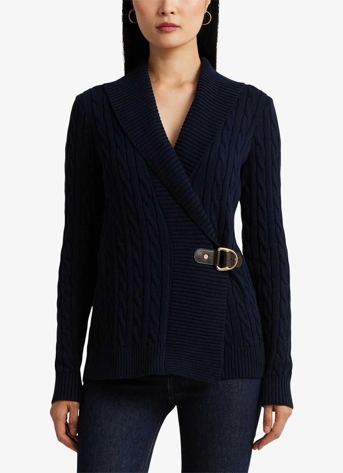 Ralph Lauren Katoenen trui met gesp - detail 4 blauw