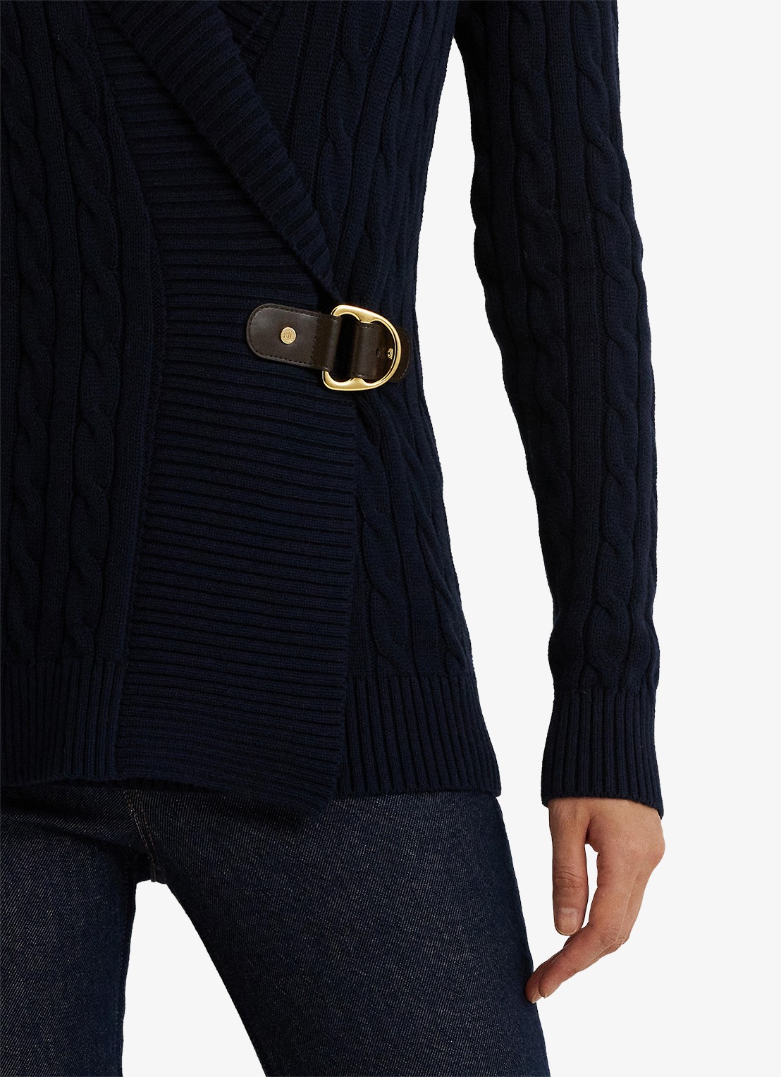 Ralph Lauren Katoenen trui met gesp - detail 5 blauw