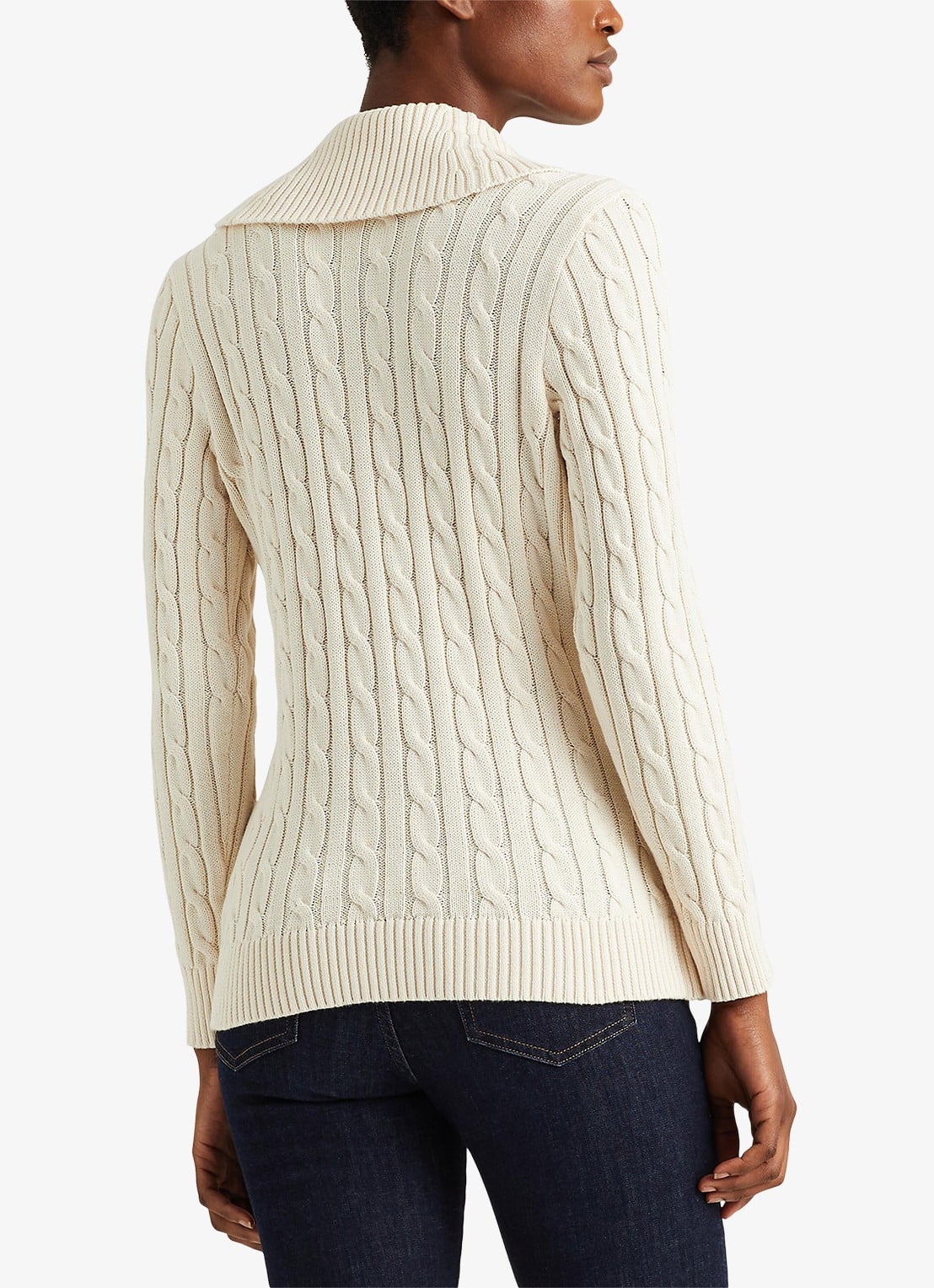 Ralph Lauren Katoenen trui met gesp - achterkant creme
