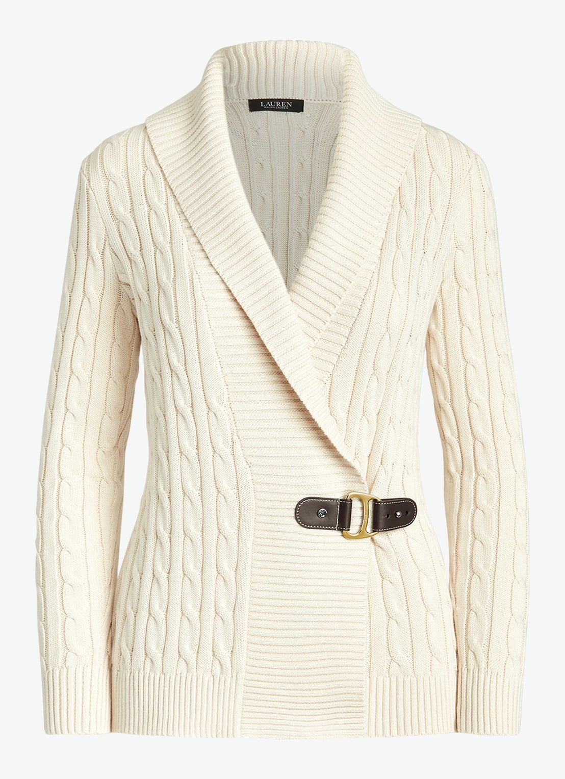 Ralph Lauren Katoenen trui met gesp - voorkant 2 creme