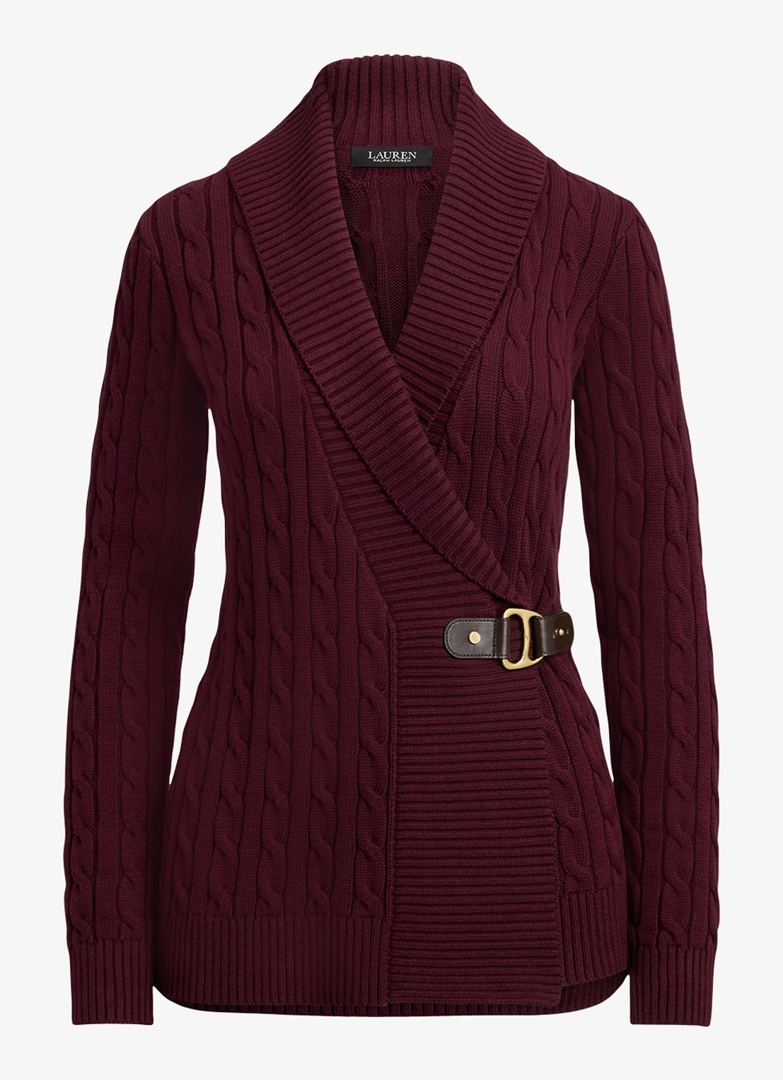Ralph Lauren Katoenen trui met gesp - voorkant dark garnet / bordeauxrood
