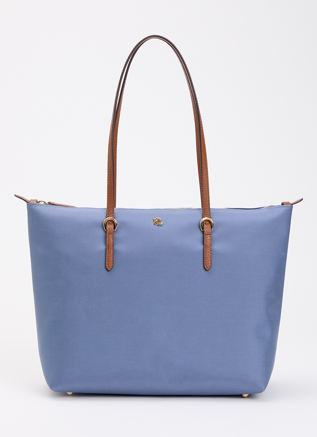 Ralph Lauren Keaton Medium schoudertas met logo - voorkant staalblauw