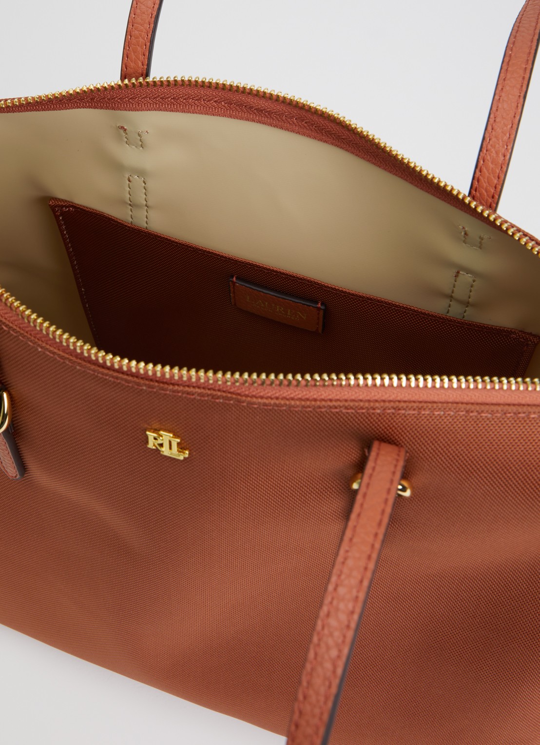 Ralph Lauren Keaton shopper met logo - detail 3 donkeroranje
